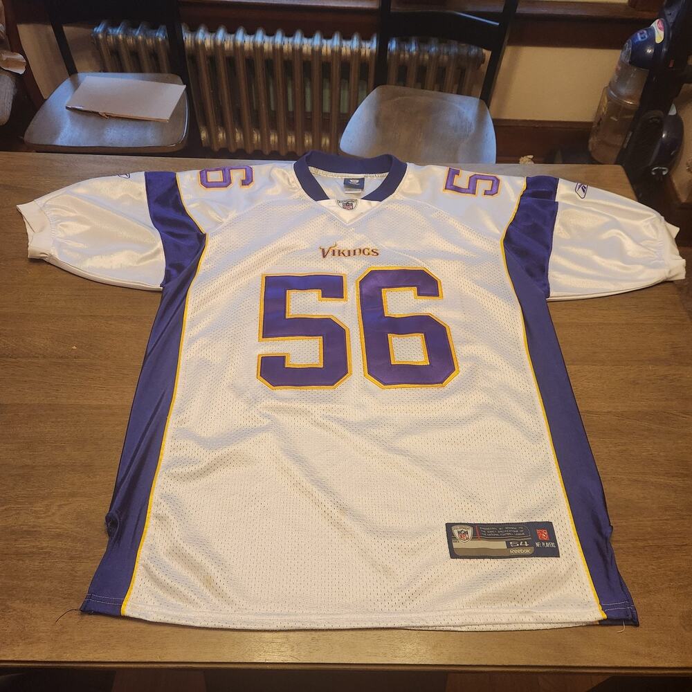 Reebok Minnesota Vikings White Purple Gold #56 Jersey